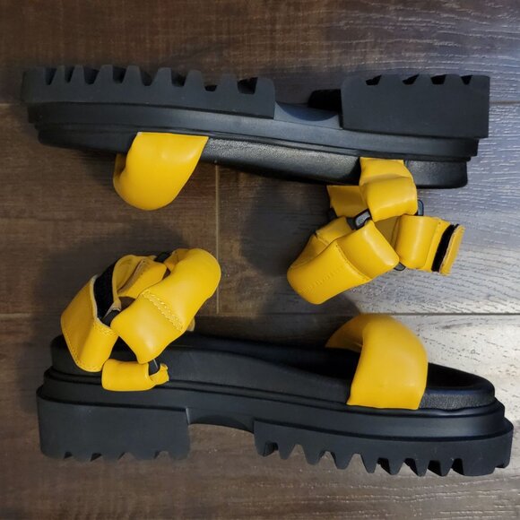 NEW ALLSAINTS Helium Sandals Womens 9Yellow Lug Chunky Grunge Designer Casual - Picture 5 of 10